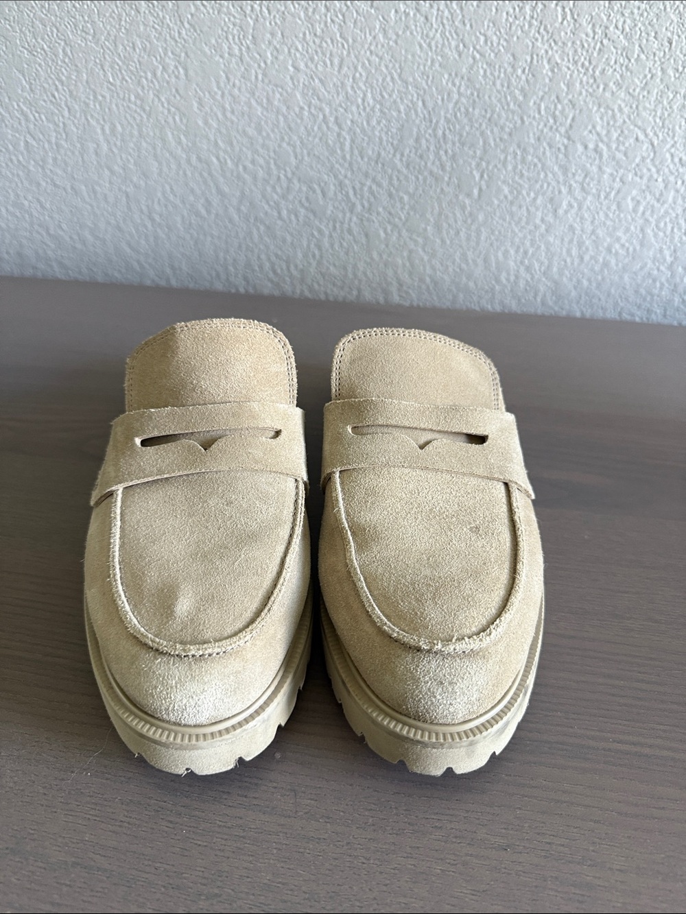 Women’s Suede Slip-On Loafers in Beige